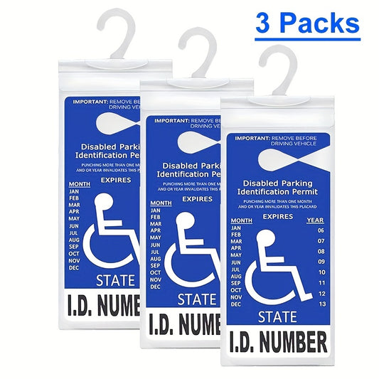 3pcs Handicap Parking Placard Holder Cover Disabled Parking Permit With Large Hanger For Autos Ultra Transparent Protective Holder Cover