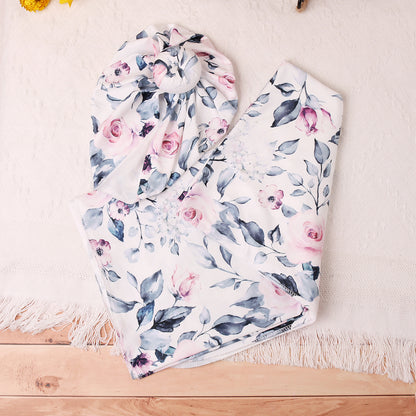 Couverture de chapeau de beignet d'impression de nouveau-né de 2 pièces/ensemble, serviette d'emmaillotage Anti-surprise de bébé 