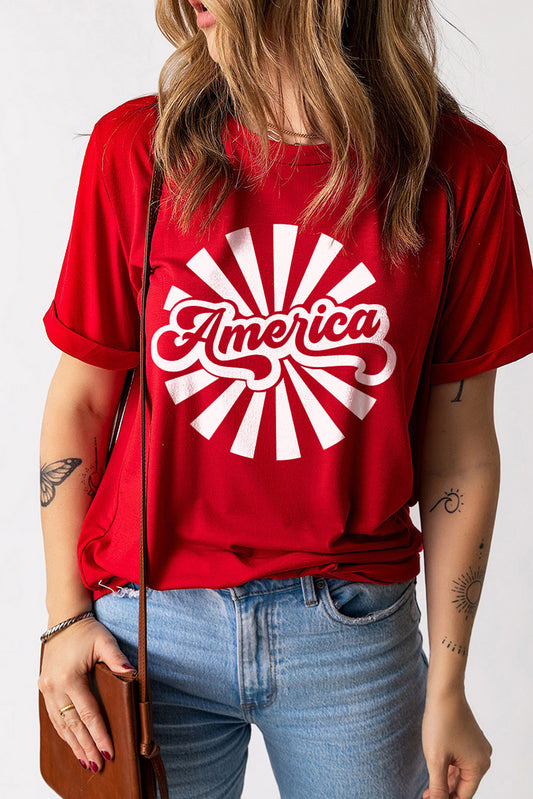 Camiseta de manga corta con cuello redondo y gráfico AMERICA