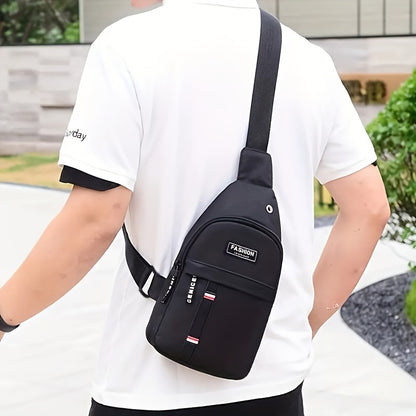 1pc Stylish and Durable Men's Canvas Chest Bag with Eyelets - Perfect for Travel and Outdoor Activities