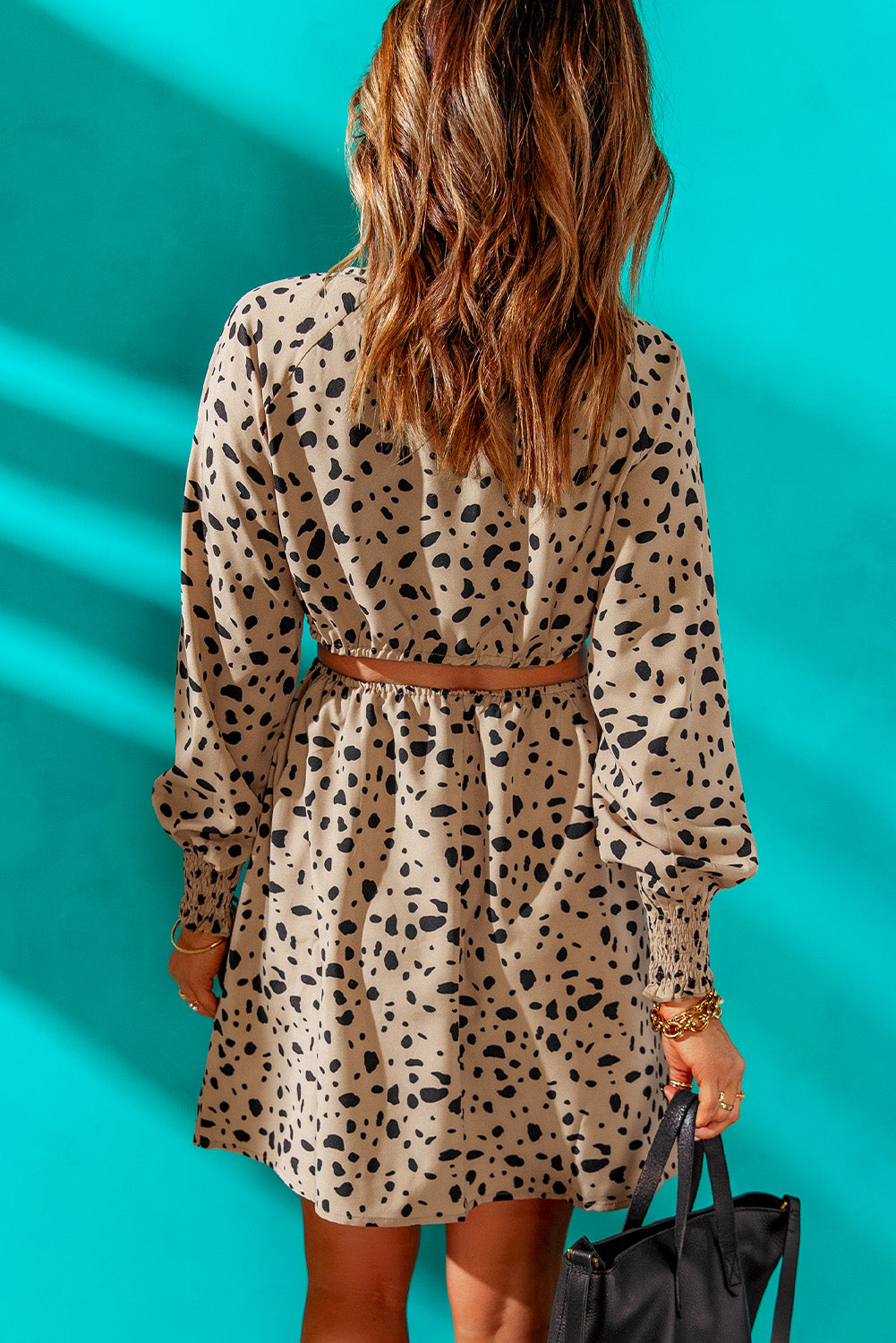 Printed Round Neck Cutout Dress