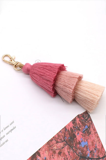 Assorted 4-Pack Multicolored Fringe Keychain