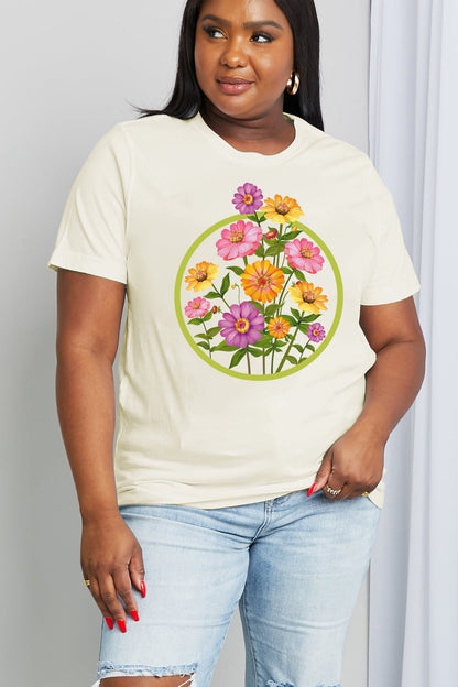 Simply Love Full Size Flower Graphic Cotton Tee