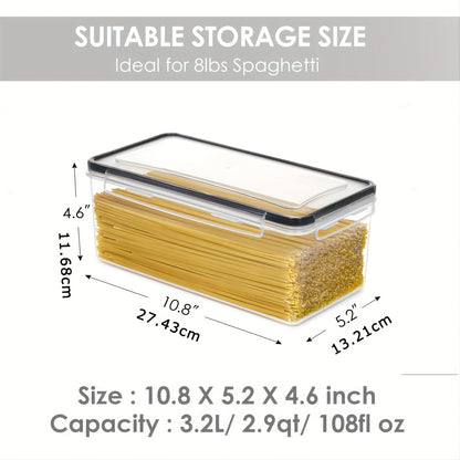 1/2/3pcs Airtight Food Storage Containers With Lids 3.2L, Plastic Spaghetti Container, PP Material BPA Free Kitchen Pantry Organization And Storage