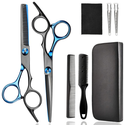 8-Piece Professional Hair Cutting Scissor Kit - Perfect for Barbers & Stylists - Thinning Shears, Hair Scissors, & More!