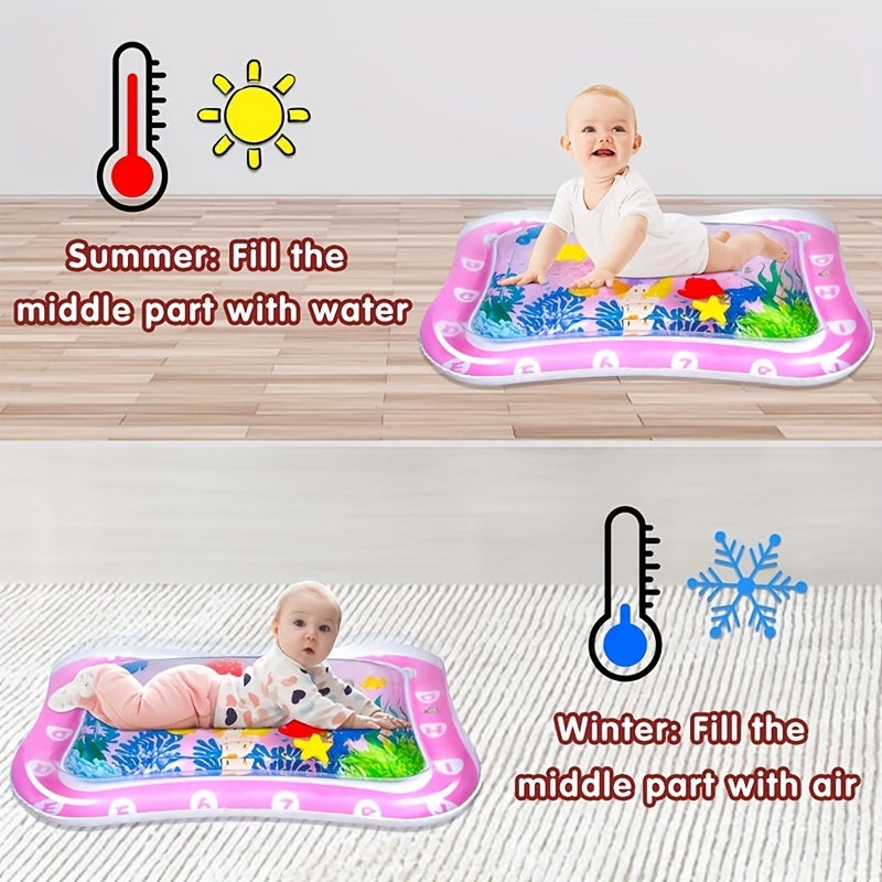 Strengthen Your Baby's Muscles with Inflatable Tummy Time Mat - Portable Pink Infant Toys for 3-24 Months!