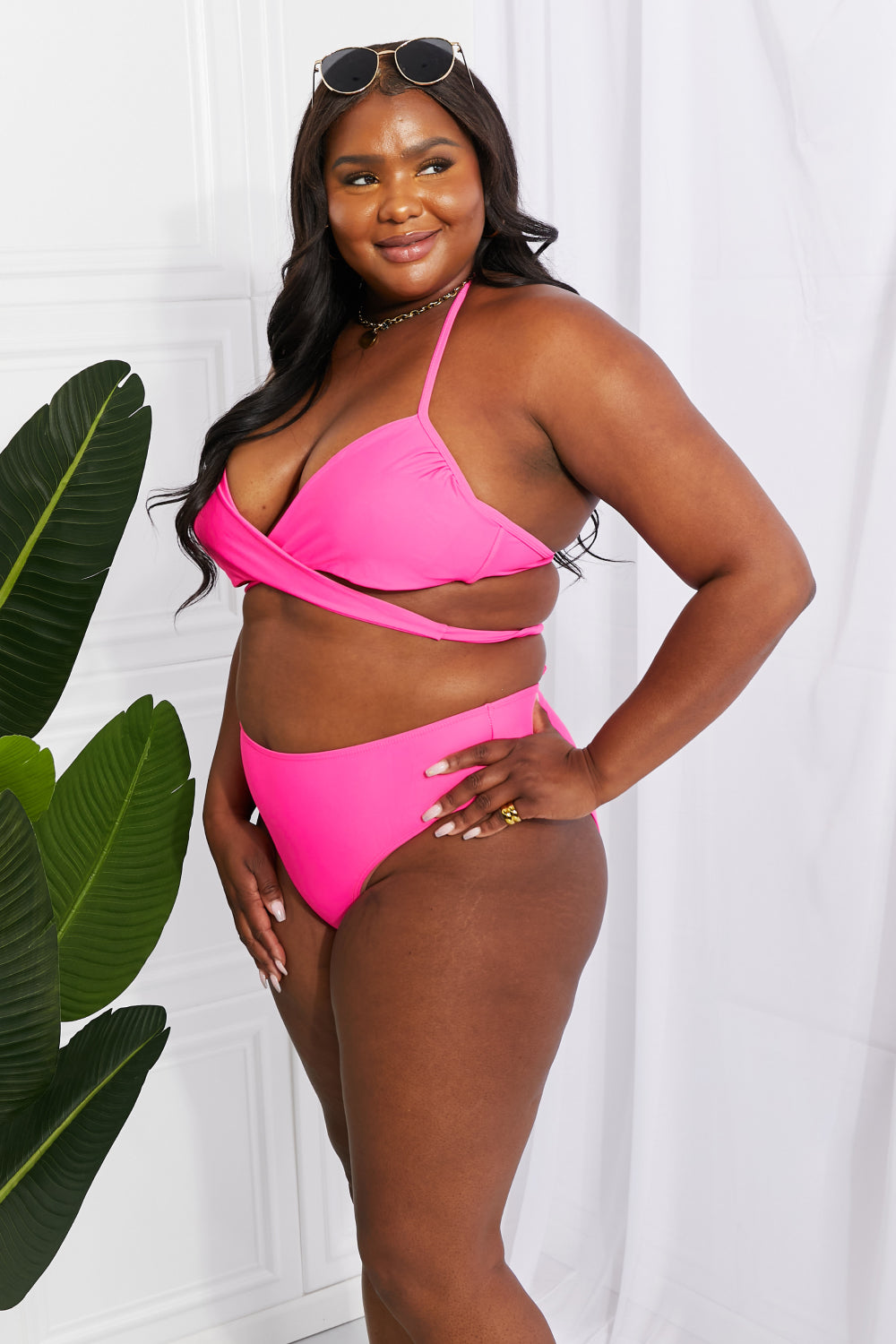 Marina West Swim Summer Splash - Ensemble de bikini dos nu en rose