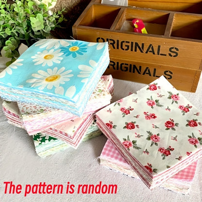 50pcs 10*10cm/3.9*3.9in Twill Pastoral Flowers And Plants Series Hundred Quilt DIY Patchwork