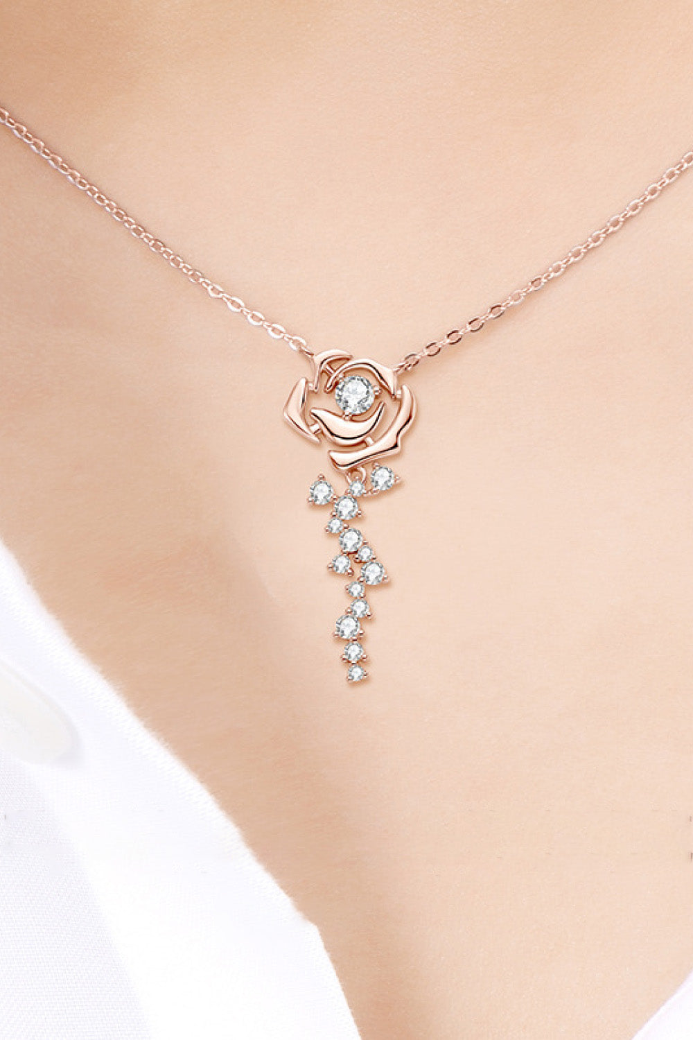 Collier pendentif en argent sterling 925 plaqué or rose 18 carats