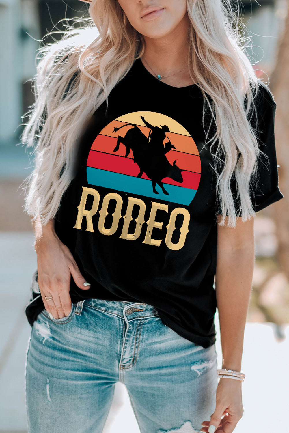 RODEO Graphic Round Neck Short Sleeve Tee