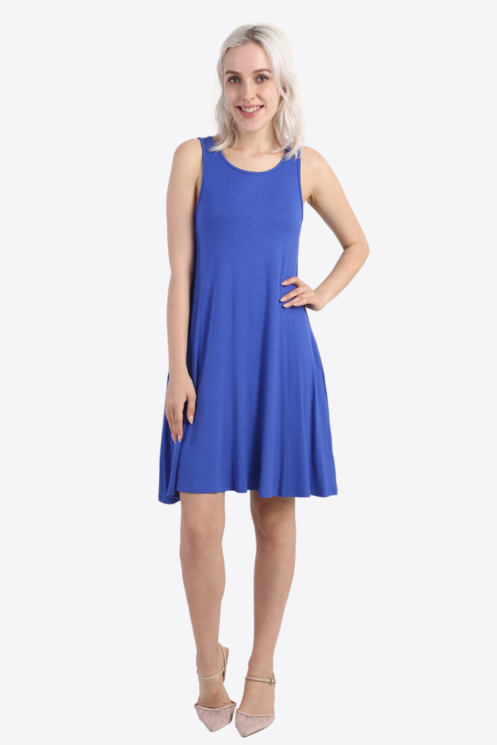 Cutout Scoop Neck Sleeveless Dress with Pockets