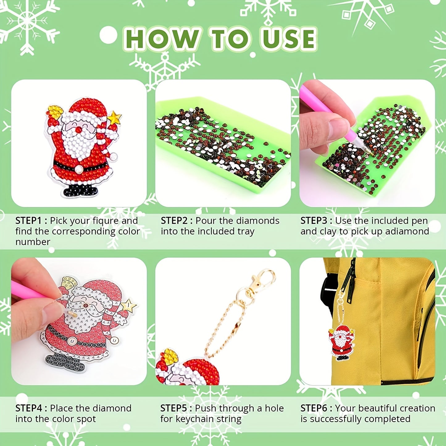 12pcs Christmas Tree Ornaments: 5D DIY Diamond Painting Keychains for a Festive Decoration!