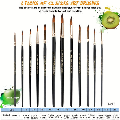 12-Piece Professional Paint Brush Set - Perfect for Acrylic, Watercolor & Oil Painting!