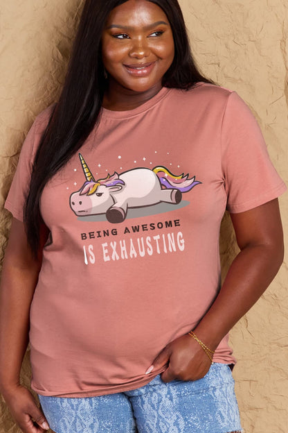 Simply Love Full Size BEING AWESOME IS EXHAUSTING Graphic Cotton Tee