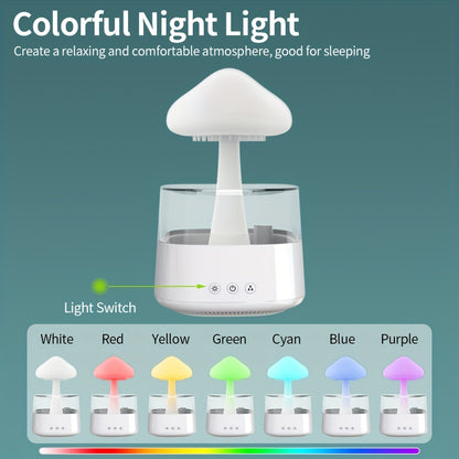 7-Color LED Night Light Rain Cloud Humidifier: Cute Humidifier & Oil Diffuser for Bedroom & Desk - Helps You Sleep & Relax with the Sound of Rain!