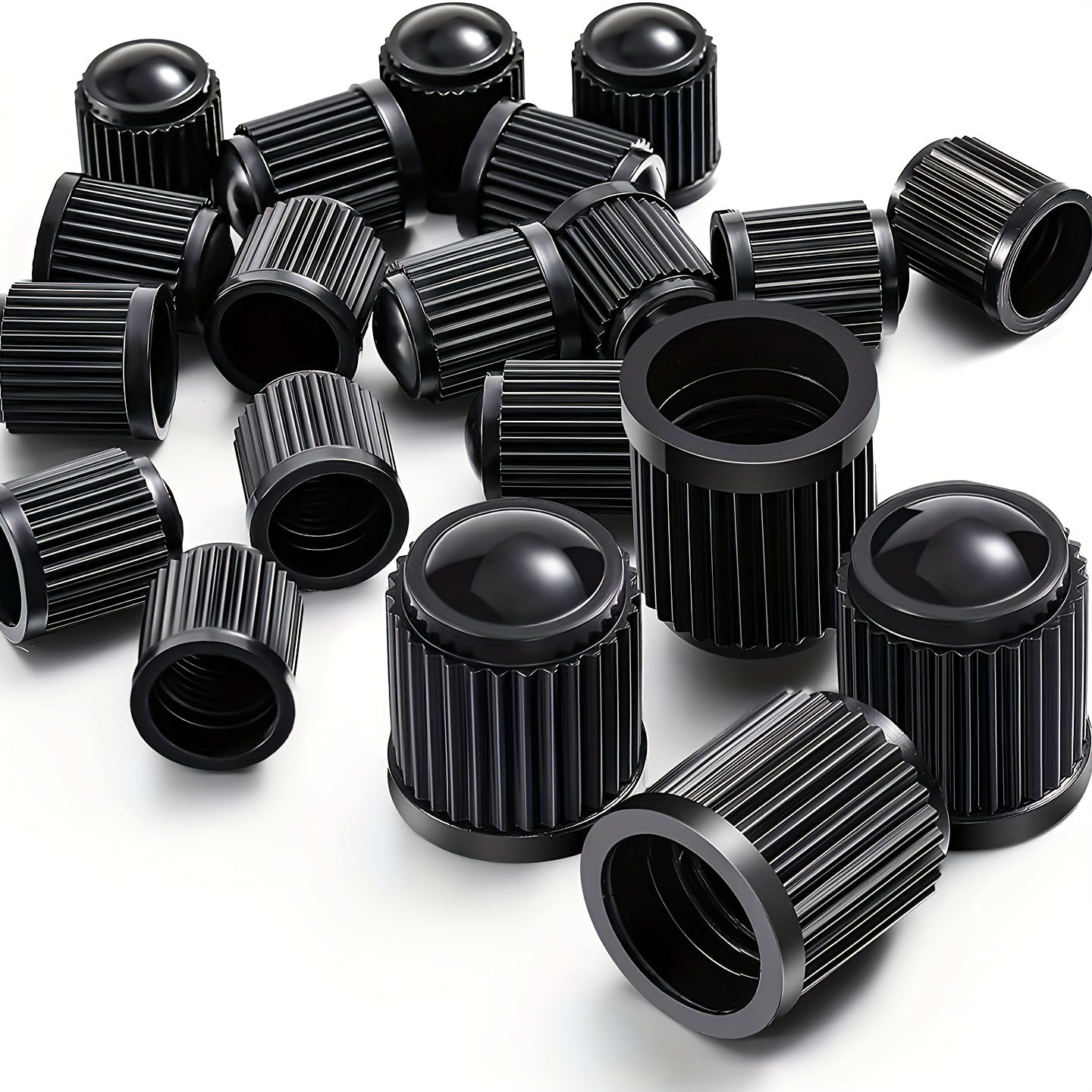 50 PCS Universal Tire Stem Valve Caps - All Black - Heavy Duty Airtight Seal For Cars, SUVs, Bikes & Motorcycles