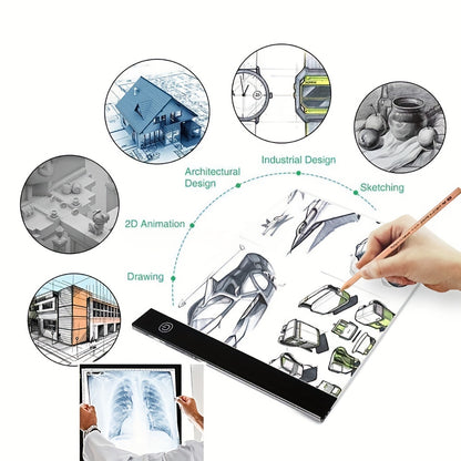 USB Powered LED Light Board for Diamond Painting Kits - Adjustable Brightness with Detachable Stand and Clips - Includes Diamond Painting Tools