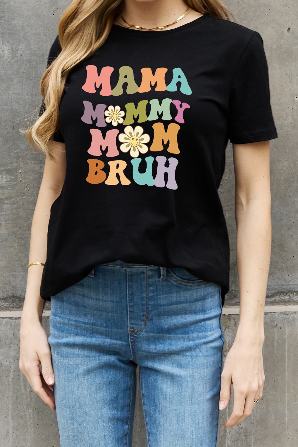 Simply Love T-shirt en coton graphique MAMA MY MOM BRUH pleine taille