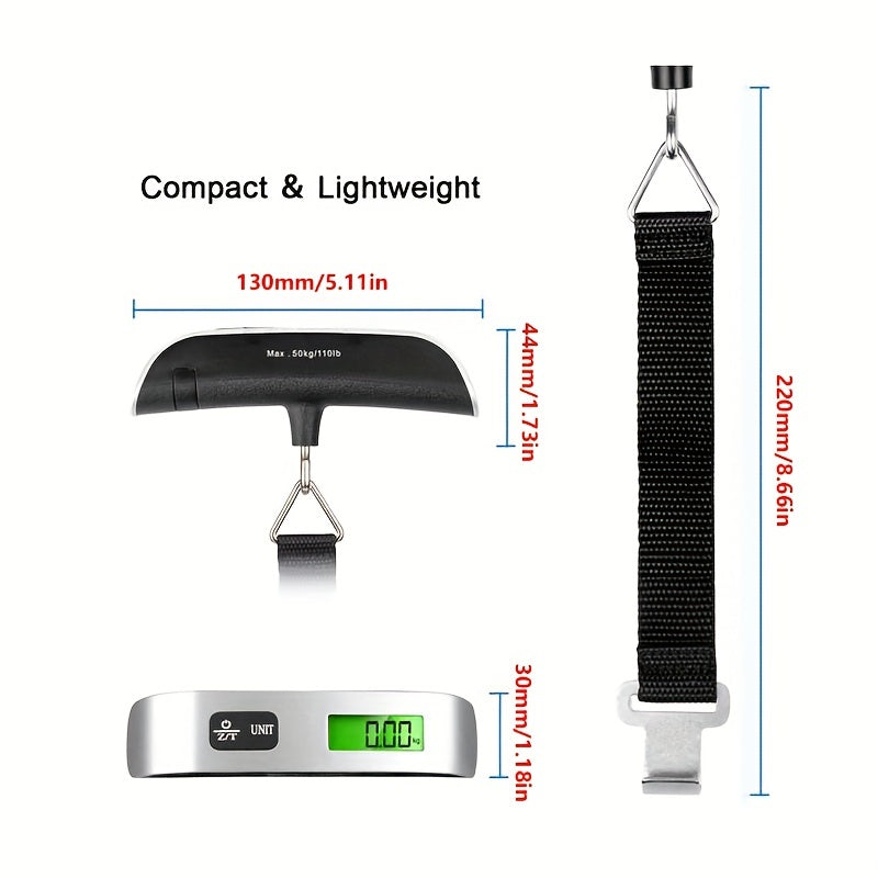 Accurately Weigh Your Luggage with This 110lb/50kg Digital Portable Hanging Scale!