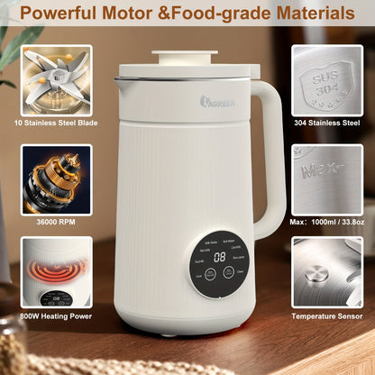 34oz/1000ml Heavy-Duty Blender - Make Delicious Soy Milk, Nut Milk, Coffee Juice & More!