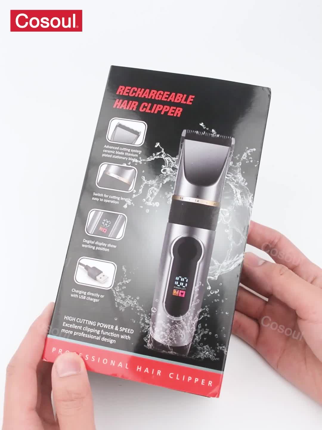 Waterproof Electric Hair Clipper with LED LCD Screen and Charging Model for Men and Husbands