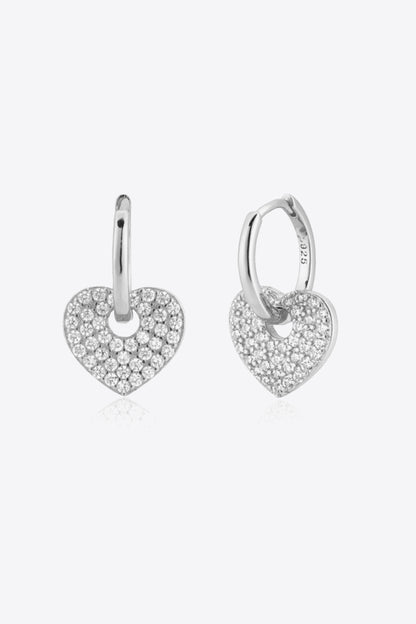 Boucles d'oreilles Huggie en forme de cœur en Zircon