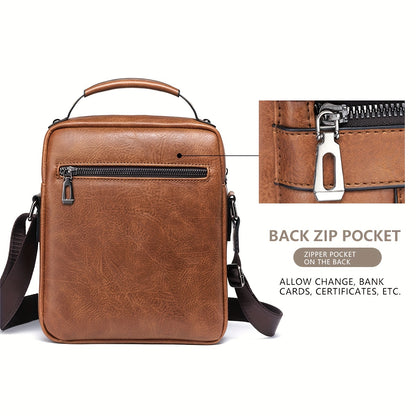 WEIXIER Crossbody Bag Men's Shoulder Bag Vintage Leather Vertical Hand Business Men's Casual Leather Bag Satchel Bag For Men Gift For Father /Anniversary