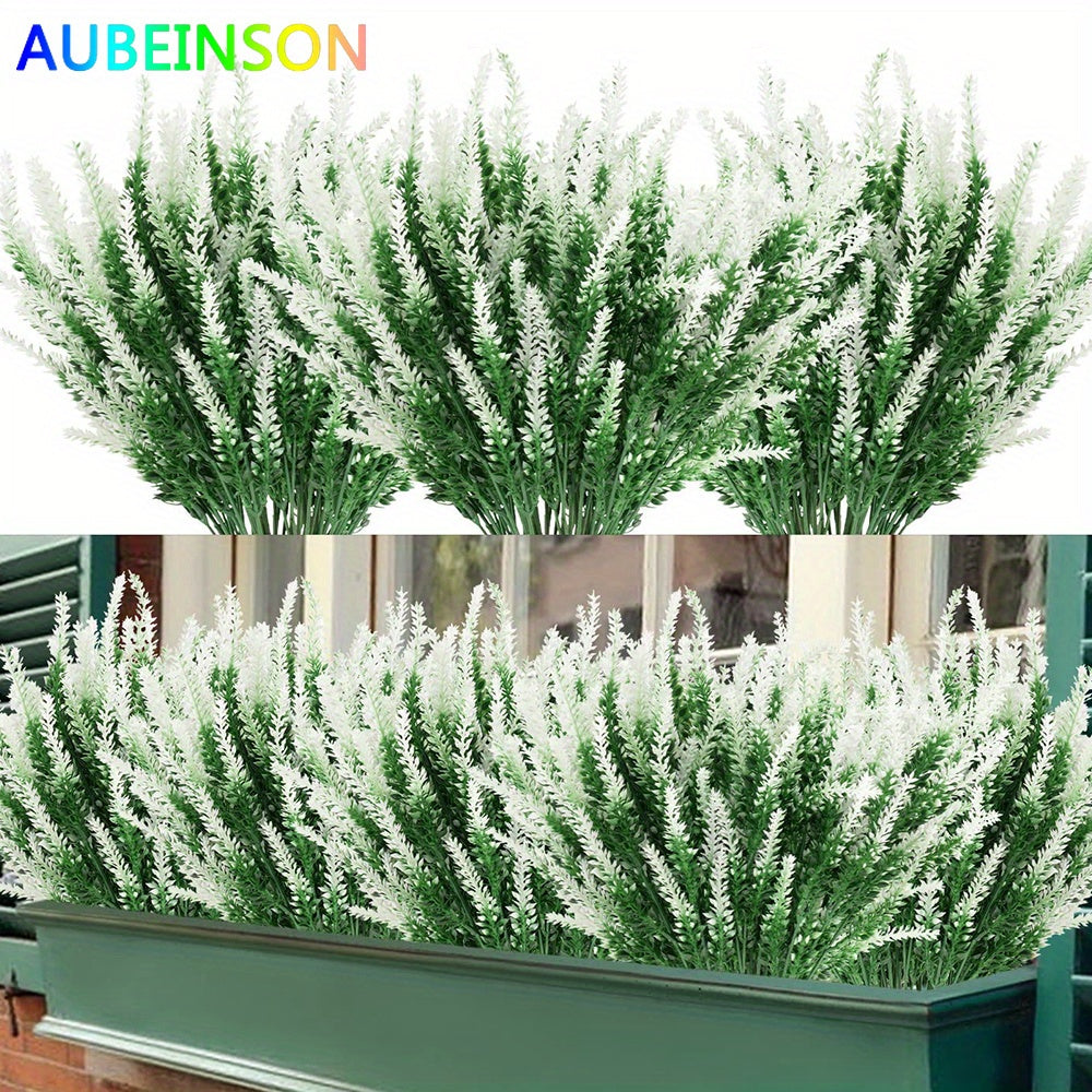 6 Bundles of UV-Resistant Artificial Lavender Flowers - Perfect for Garden, Porch, Window Box Decorating!