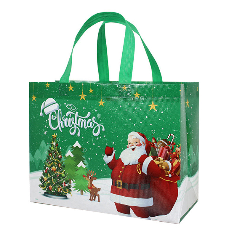 3pcs Christmas Gift Bag, Christmas Tote, Medium Festive Gift Bag With Handle, Reusable Non Woven Shopping Bag For Christmas Party, New Year Shopping 12.5"×9.8"×5.9"