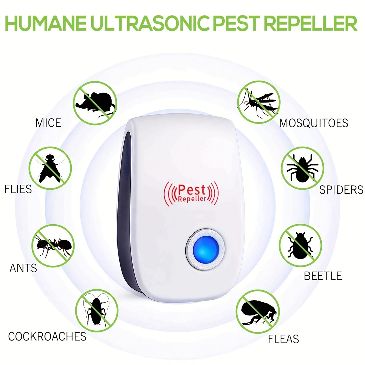 Repelente de insectos ultrasónico: mantenga su hogar libre de mosquitos, insectos, ratones, arañas e insectos. ¡Ayudante de protección del sueño infantil! 