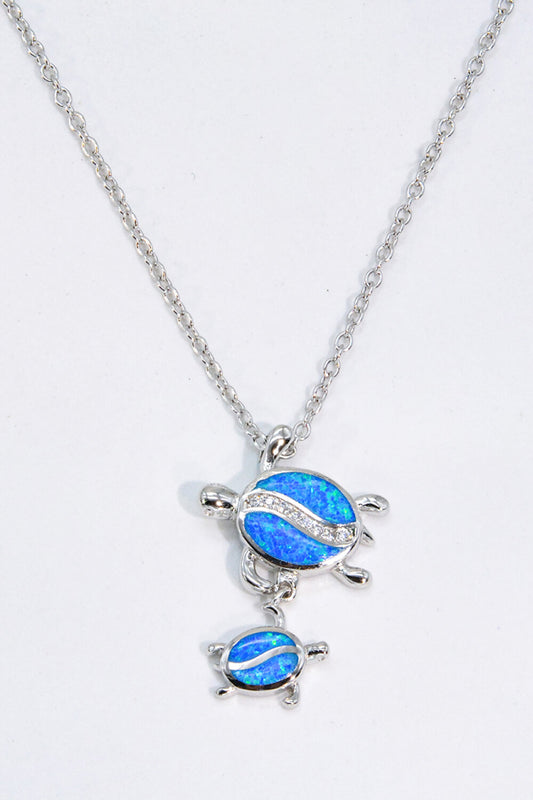 Collier pendentif tortue opale