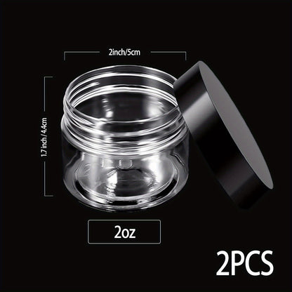 6 pcs Leak-Proof Plastic Pot Jars for Travel Storage and Cosmetic Use - Includes 6 Sizes (6,4,3,2)oz - Clear and Black Lids - Perfect for Makeup, Eye Shadow, Nails, Powder, Paint, and Jewelry