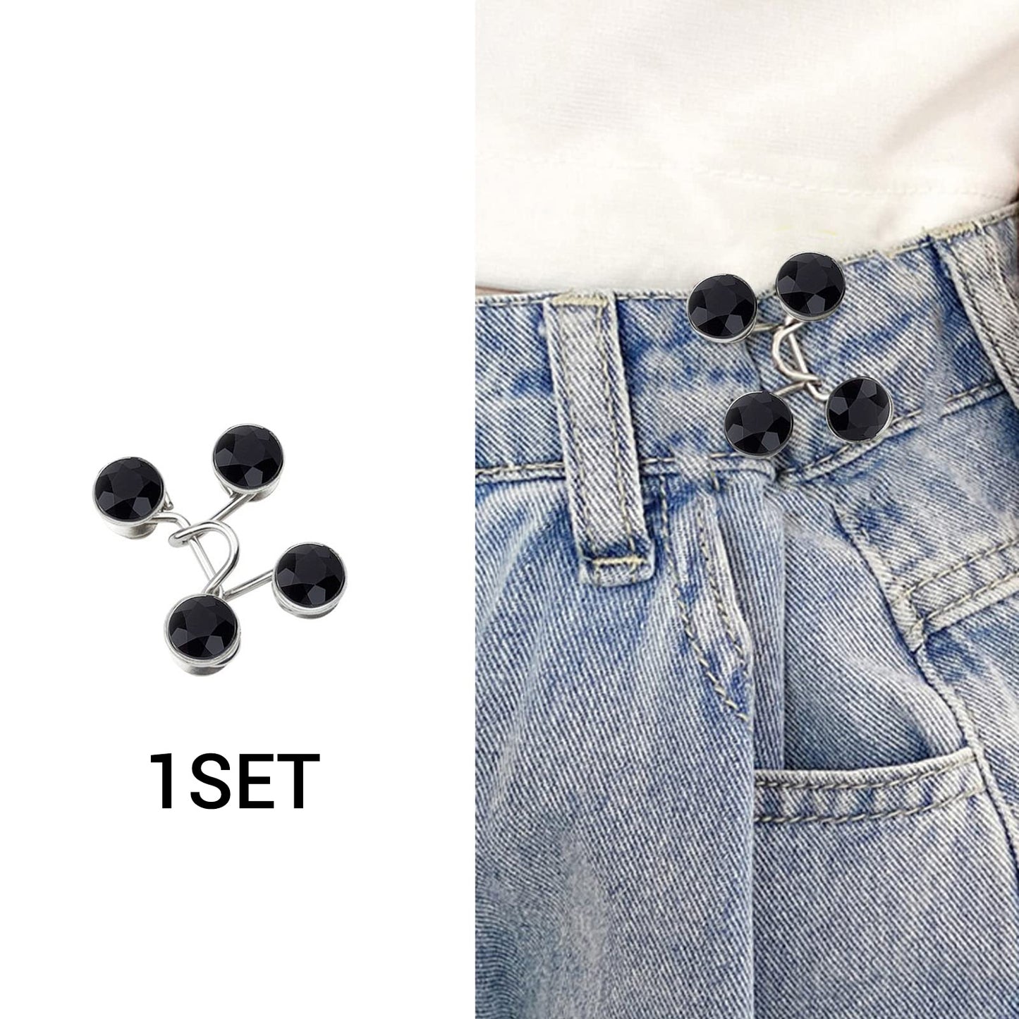 1 Set Of Pant Waist Tightener Instant Jean Buttons For Loose Jeans Pants Clips For Waist Detachable Jean Buttons Pins No Sewing Waistband Tightener