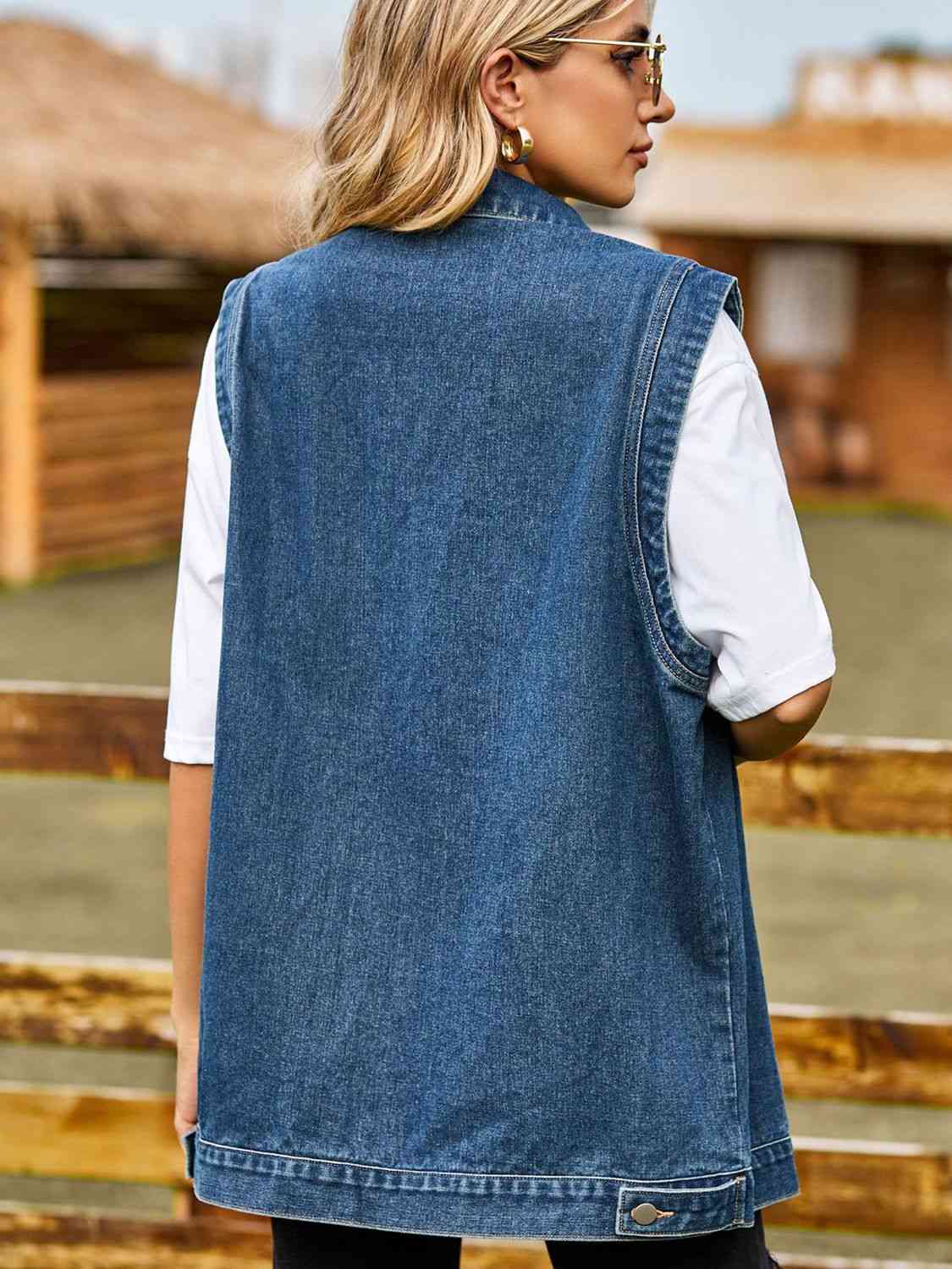 Gilet en jean boutonné