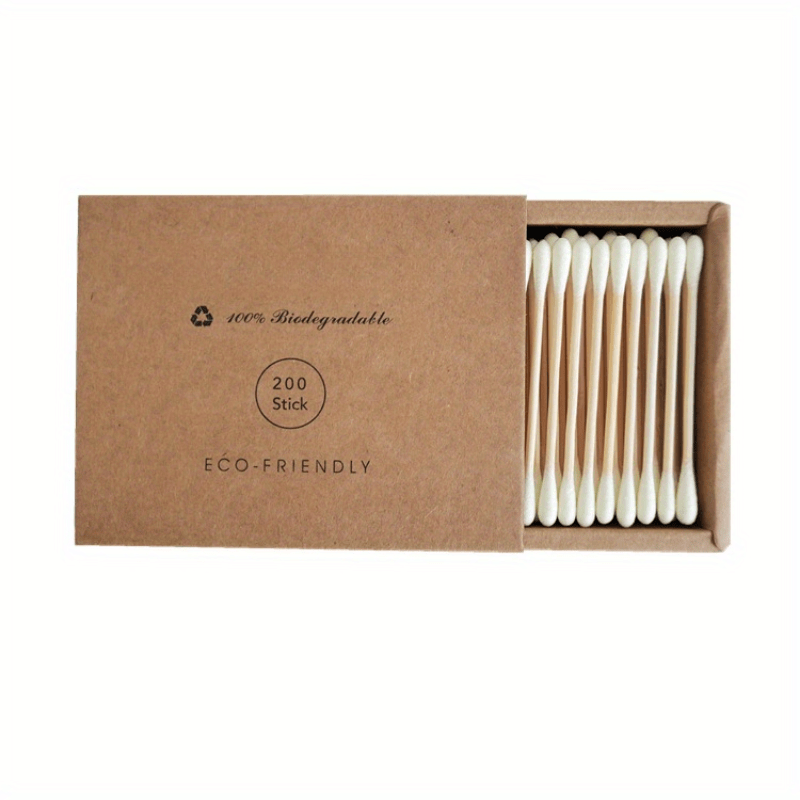 200PCS/Box Double Head Swab Bamboo Sticks Swab Disposable Buds For Beauty Makeup Nose Ears Cleaning