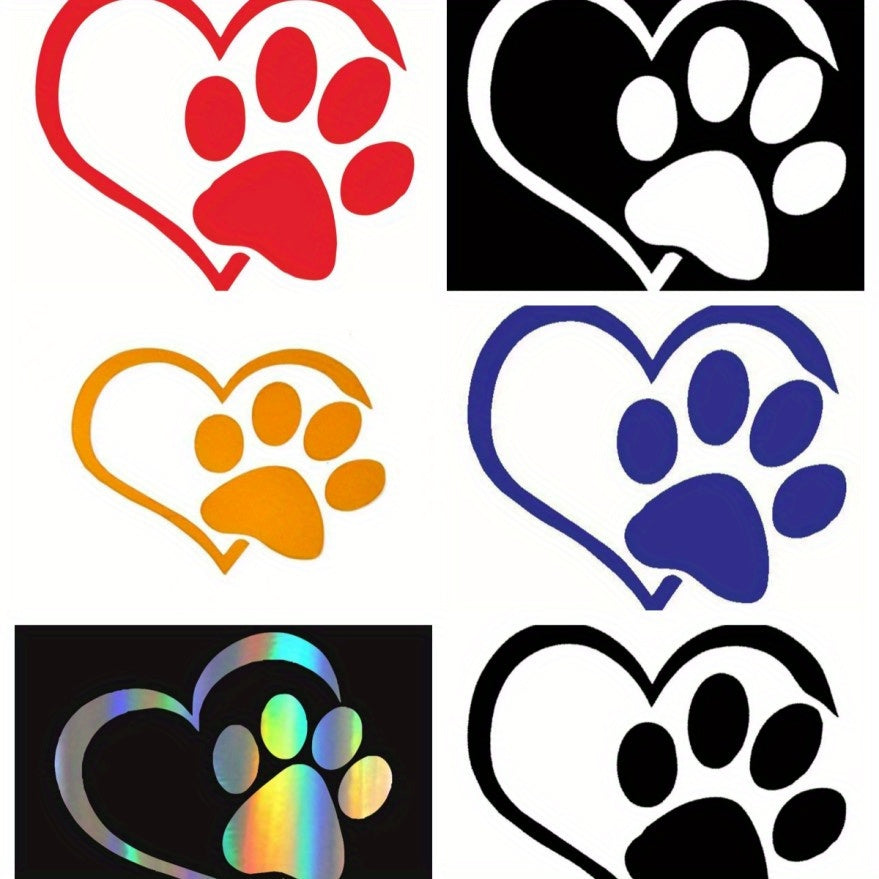 1pc Cute Heart Paw Car Decal - Show Your Love for Animals and Support Animal Rescue