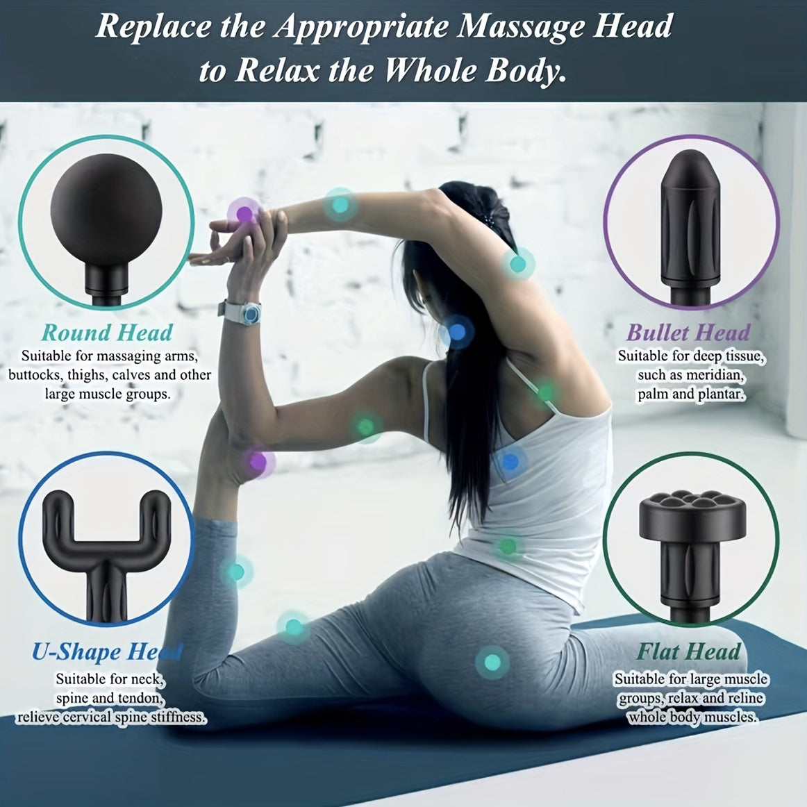 Pistolet de massage 1 pièce, masseur à percussion portatif pour les muscles des tissus profonds pour les douleurs du corps, du dos et du cou, design élégant ultra compact, alimenté par un couple élevé, cadeau de fête des pères pour papa 