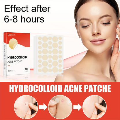 144 pièces autocollant couvrant l'acné maquillage invisible patch d'acné hydrocolloïde soins de la peau patchs de boutons d'acné pour les soins de la peau quotidiens et nocturnes, autocollants/patchs de nettoyage en profondeur des pores 