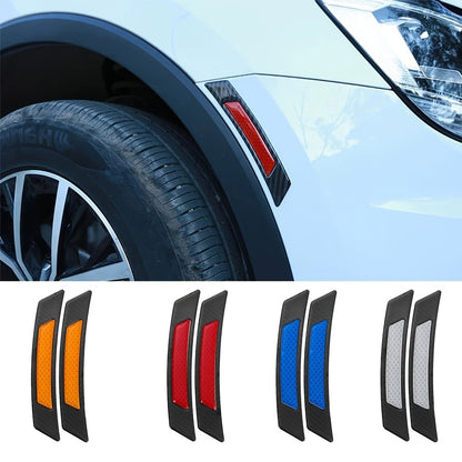 2Pcs Car Wheel Eyebrows Bump Protector, Auto Reflective Stickers Carbon Fiber Print Edge Protection Strip Collision Warning Decoration Car Accessaries