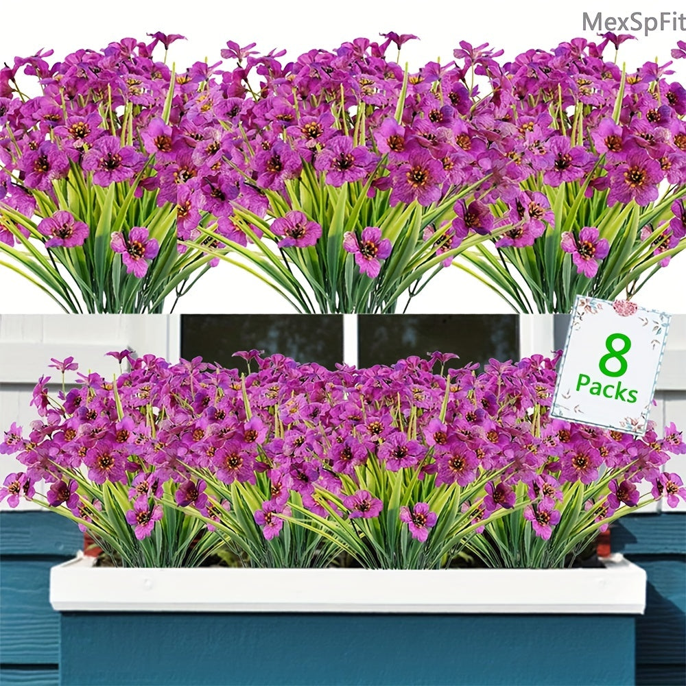 8 Bundles of UV-Resistant Artificial Flowers - Perfect for Outdoor & Indoor Decorations!