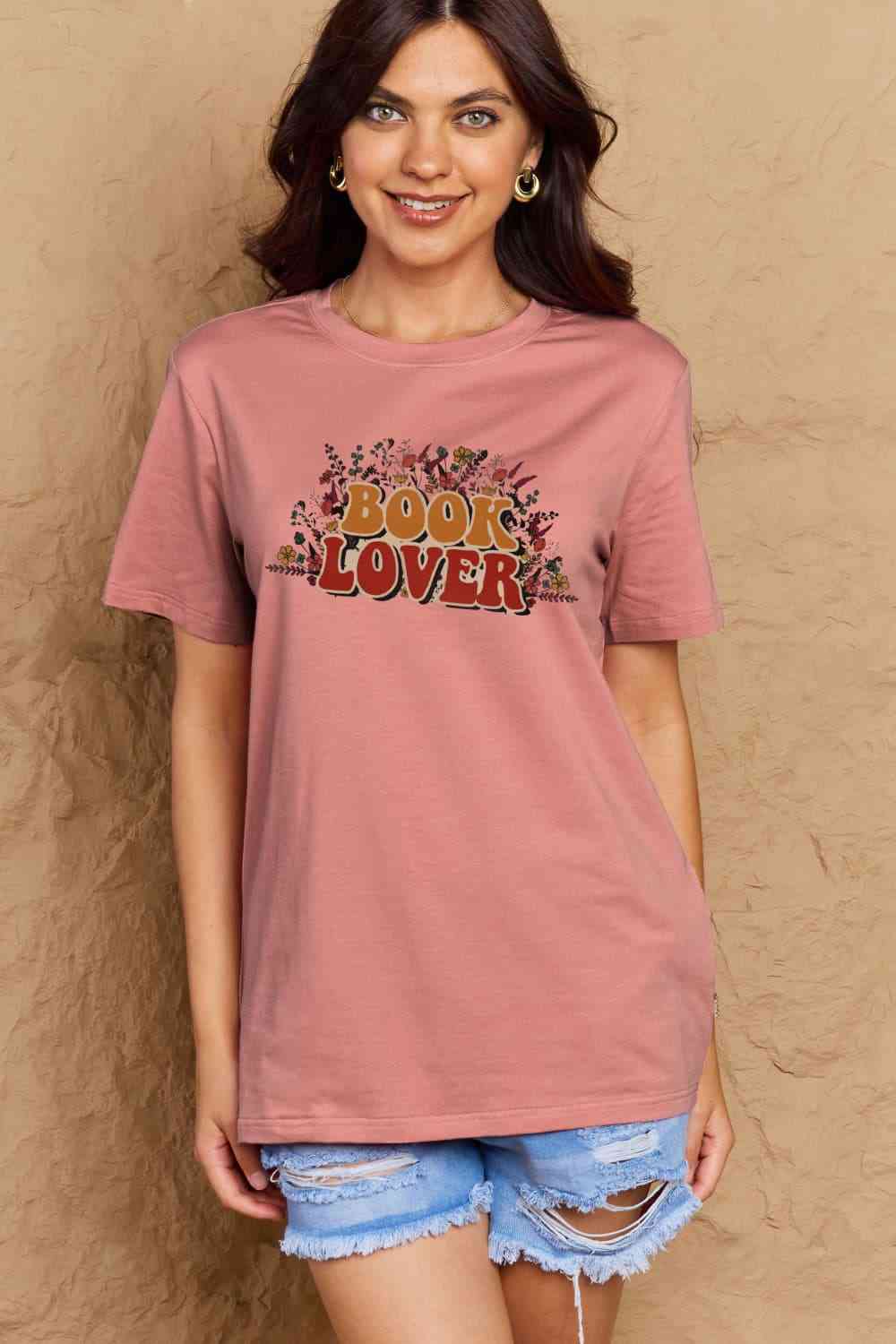 Simply Love T-shirt en coton graphique pleine taille BOOK LOVER