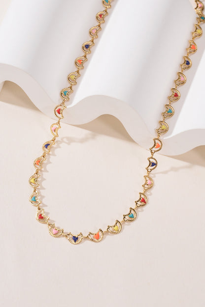 Collier en acier inoxydable coeur multicolore