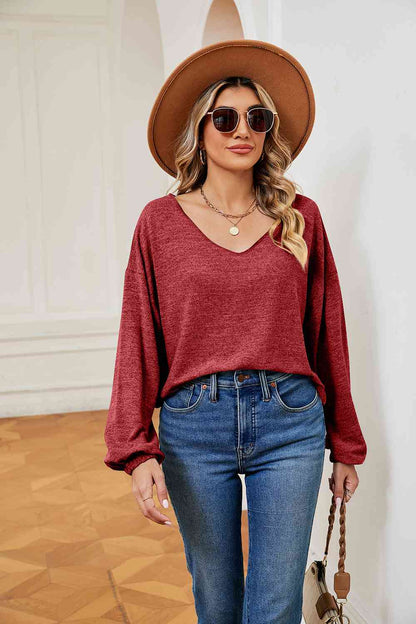 V-Neck Long Sleeve Top