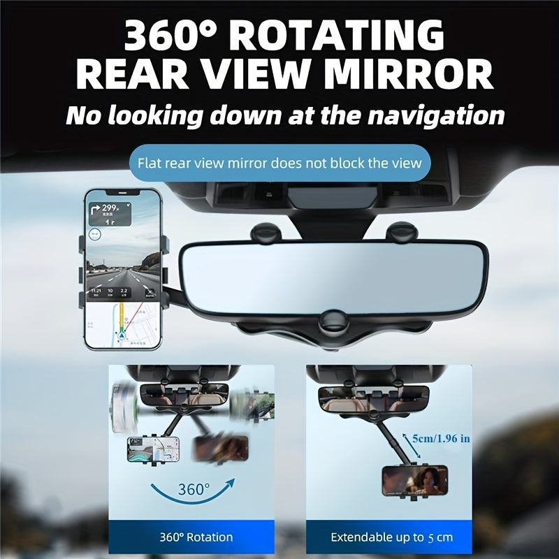 Support de téléphone universel rotatif et rétractable pour voiture, support de rétroviseur multifonctionnel à 2022 ° pour voiture, nouveauté 360 