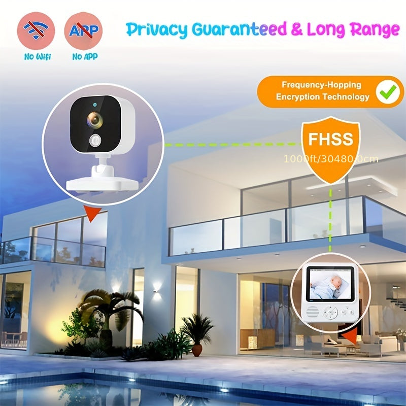 1080P 3.0 Inch HD Video Baby Monitor Camera: Real-Time Monitoring, Two-Way Talk, Temperature Display, and Cry Alarm - No APP or Playback Function