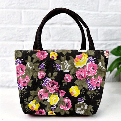 Stylish Mini Floral Print Canvas Handbag - Perfect Shoulder Bag for Women on the Go