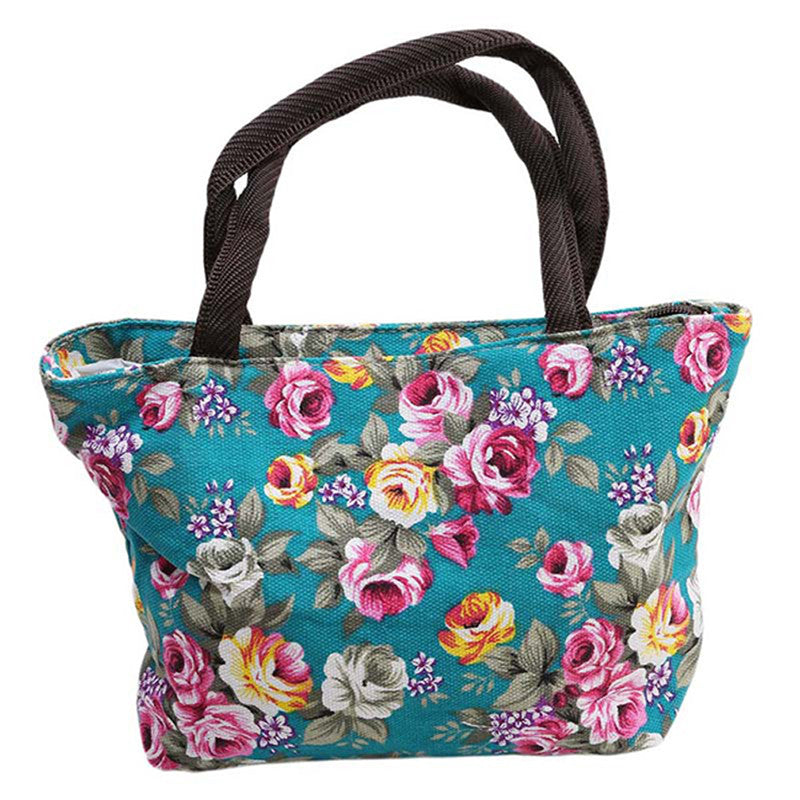 Stylish Mini Floral Print Canvas Handbag - Perfect Shoulder Bag for Women on the Go