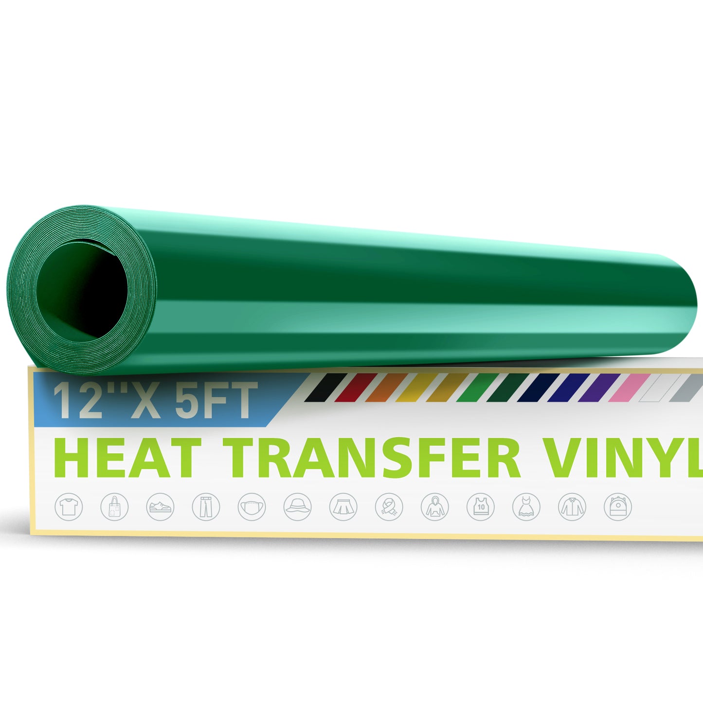 12" X 5ft HTV Vinyl Rolls, Heat Transfer Vinyl For Fabric, HTV Vinyl For Shirts, Iron On Vinyl For All Cutter Machine - Easy To Cut For Heat Vinyl Design, Permanent Vinyl