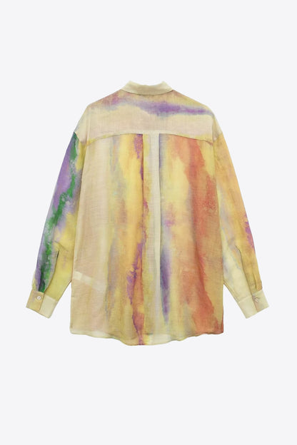 Ensemble chemise à manches longues et jupe nouée tie-dye