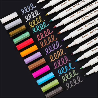 12pcs Metallic Marker Pens: Perfect for Art, Rock Painting, Easter Egg, Halloween Pumpkin, Card Making, and More!